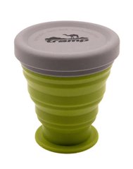 Folding silicone glass with lid Tramp, green