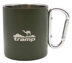 Thermal mug with carabiner Tramp 350 ml olive, olive