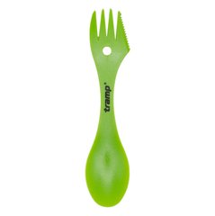 Plastic spoon-fork Tramp green