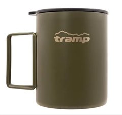 Thermal mug with folding handles and a sippy cup TRAMP 500 ml olive, olive