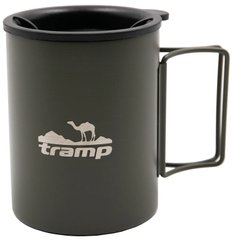 Thermal mug with folding handles and a sippy cup TRAMP 400 ml olive