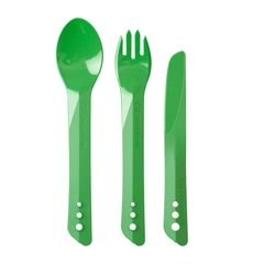 Plastic spoon, fork, knife Lifeventure Ellipse Cutlery, green